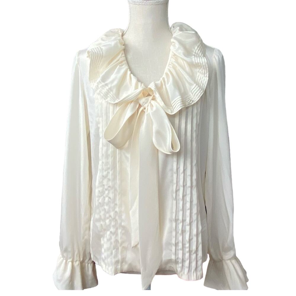 Vintage Levino Verna for Mayehoff Cream Blouse Size 10